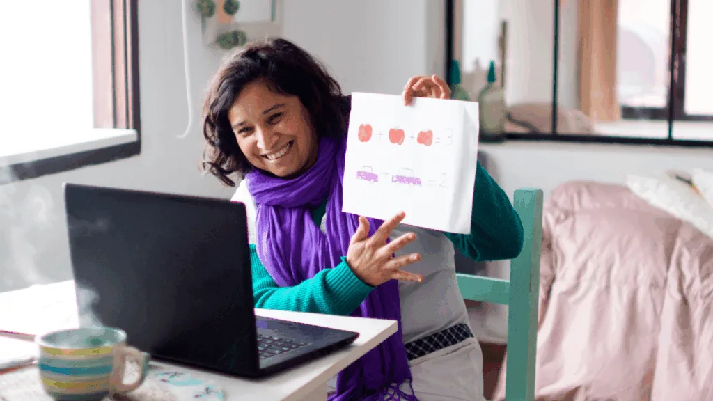Teacher working remotely as tutor