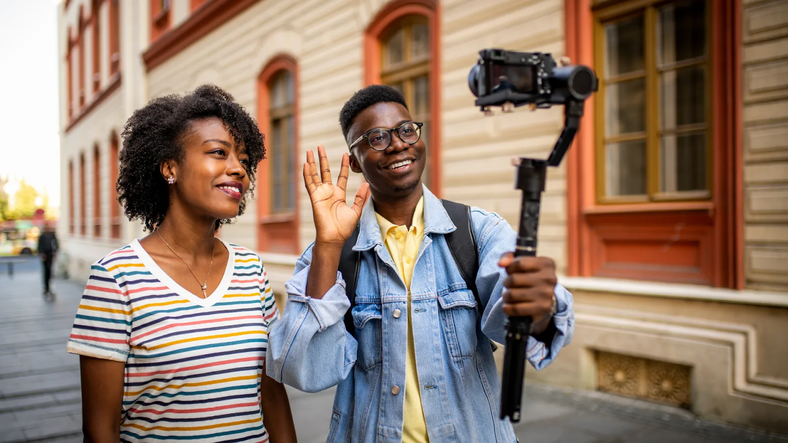 YouTube creators vlogging outdoors while promoting branded content